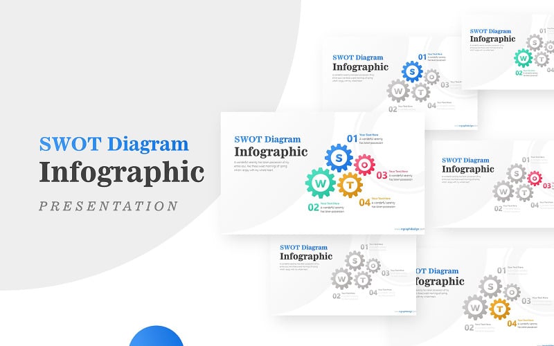 Creative SWOT Inside Gear для бизнес-анализа Шаблон инфографики PowerPoint