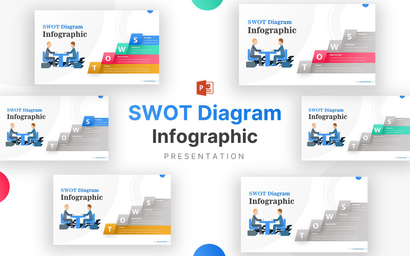 Diagramme SWOT avec modèle PowerPoint d'infographie de partenaire commercial