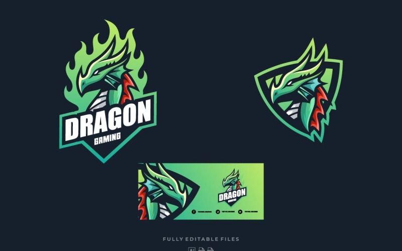 Download Шаблон логотипа "Dragon Sports and E-sports Logo Template" / Dragon Sports and E-sports Logo Template - Шаблон логотипа на тему графика logo,vector,template,ai,psd,eps,commercial
