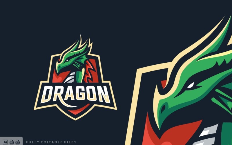 Download Шаблон логотипа "Dragon Sports and E-sports Style Logo Template" / Dragon Sports and E-sports Style Logo Template - Шаблон логотипа на тему графика logo,vector,template,ai,psd,eps,commercial