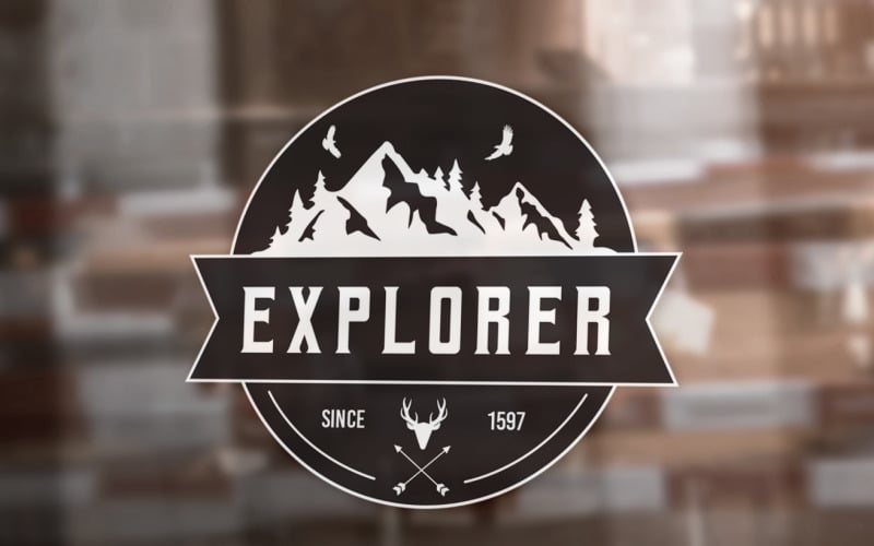 Download Шаблон логотипа "Explorer Logo Template" / Explorer Logo Template - Шаблон логотипа на тему графика explorer,logo,template,mountain,icon,graphics,illustrator,tree,birds,flying,hunting,number,date,circle,name,adventure,nature,traveller,beautiful,art