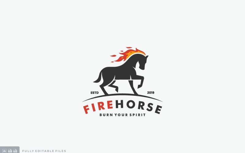 Download Шаблон логотипа "Fire Horse Logo Template" / Fire Horse Logo Template - Шаблон логотипа на тему графика logo,vector,template,ai,psd,eps,commercial
