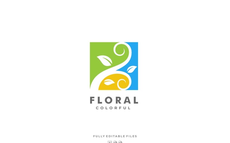 Floral Square Colorful Logo Template