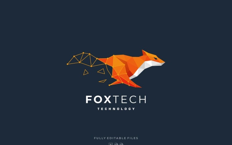 Fox Tech színes logó sablon