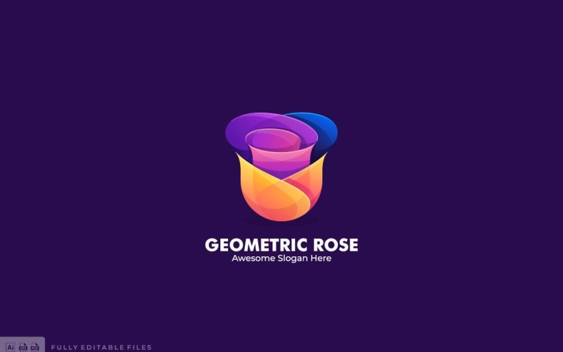 Download Шаблон логотипа "Geometric Rose Color Logo Template" / Geometric Rose Color Logo Template - Шаблон логотипа на тему графика logo,vector,template,ai,psd,eps,commercial