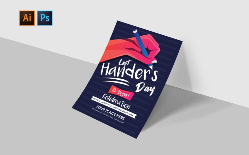 Download Фирменный стиль "International Left Handers Day - Corporate Identity Template" / International Left Handers Day - Corporate Identity Template - Фирменный стиль на тему графика international,left,handers,day,flyer,poster,template,templates,creative,modern,print,psd,photoshop,illustrator,clean