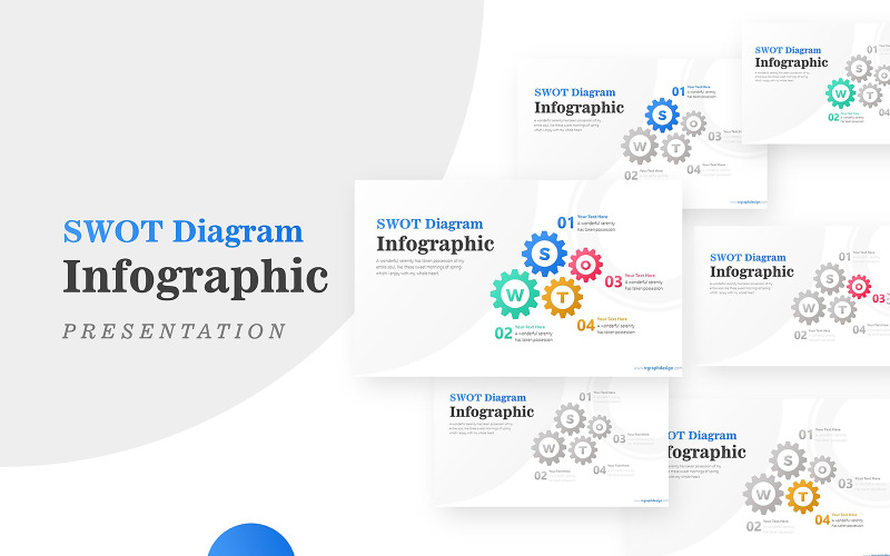 Modèle PowerPoint créatif SWOT Inside Gear for Business Analysis Infographie