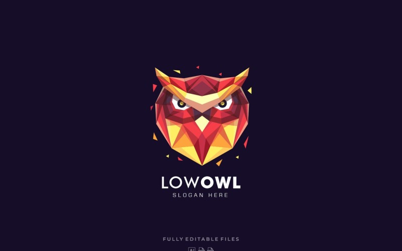 Download Шаблон логотипа "Owl Head Poly Colorful Logo Template" / Owl Head Poly Colorful Logo Template - Шаблон логотипа на тему графика logo,vector,template,ai,psd,eps,commercial