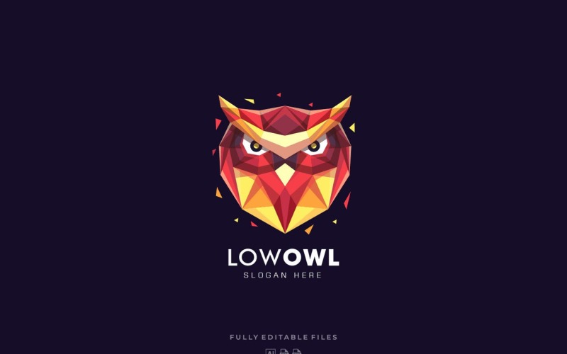Owl Head Poly färgglada logotyp mall