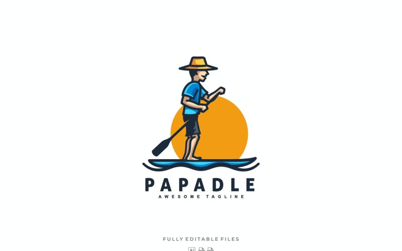 Download Шаблон логотипа "Papa Paddle Mascot Cartoon Logo Template" / Papa Paddle Mascot Cartoon Logo Template - Шаблон логотипа на тему графика logo,vector,template,ai,psd,eps,commercial