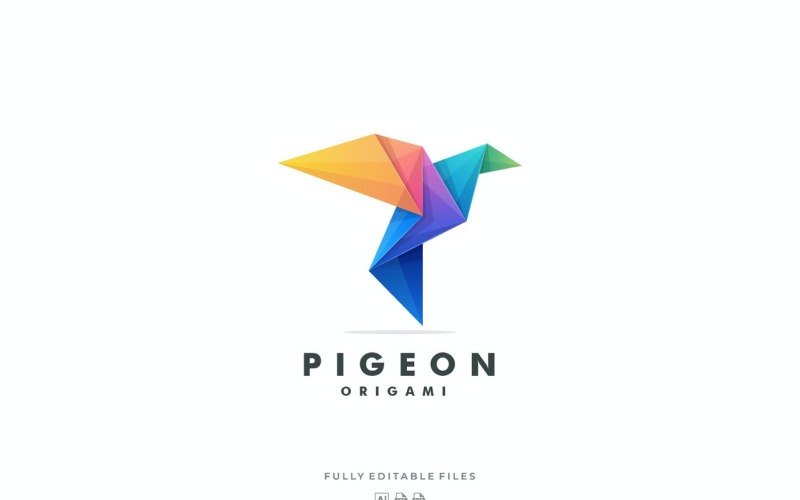 Download Шаблон логотипа "Pigeon Origami Color Gradient Logo Template" / Pigeon Origami Color Gradient Logo Template - Шаблон логотипа на тему графика logo,vector,template,ai,psd,eps,commercial