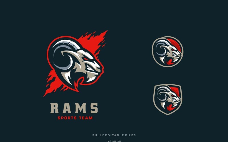 Шаблон логотипа в стиле Rams Head Sports и E-sports