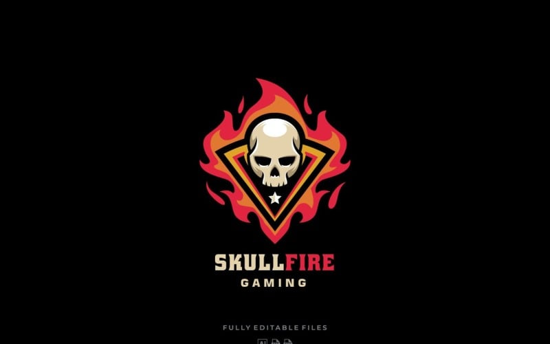 Download Шаблон логотипа "Skull Fire Sports and E-sports Style Logo Template" / Skull Fire Sports and E-sports Style Logo Template - Шаблон логотипа на тему графика logo,vector,template,ai,psd,eps,commercial