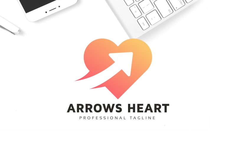 Download Шаблон логотипа "Arrows Heart Logo Template" / Arrows Heart Logo Template - Шаблон логотипа на тему графика heart related,love,matrimonial,medical,relationship