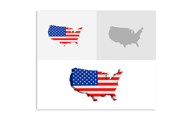 3D a plochá mapa USA - vektorový obrázek