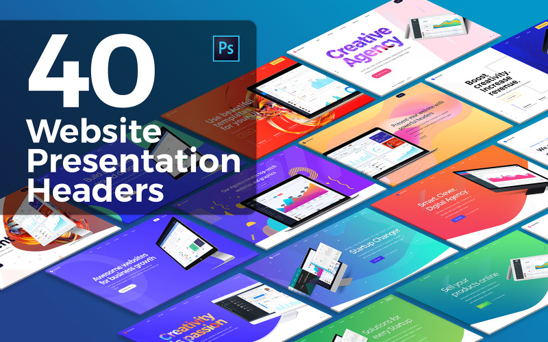 40 Website Presentation Headers PSD Template
