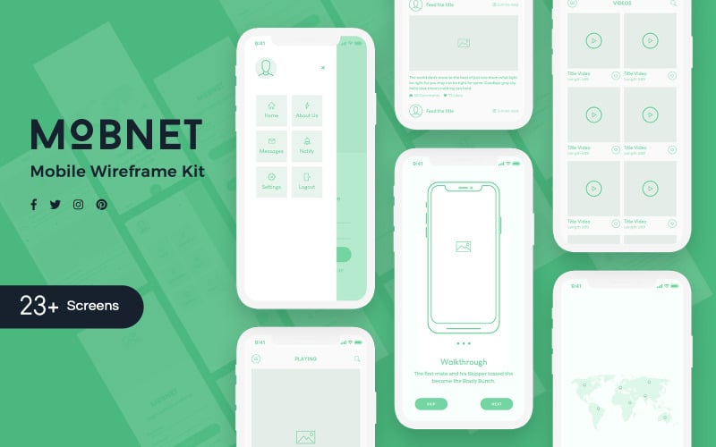 Mobnet Mobile Wireframe Kit UI Elements