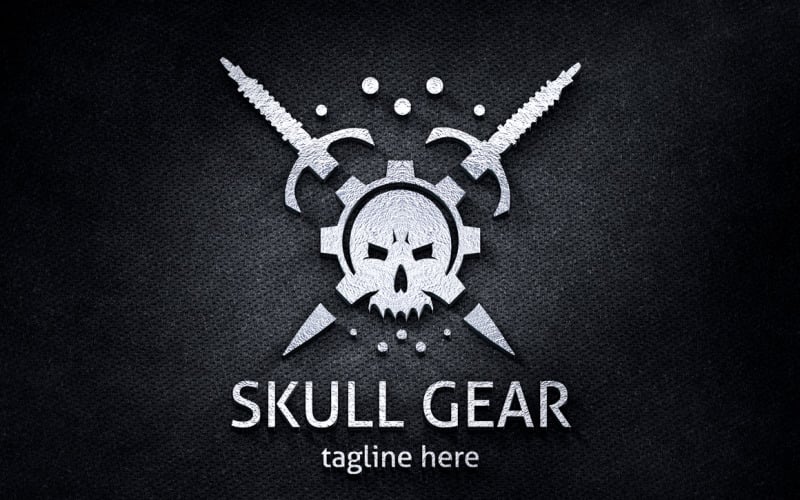 Download Шаблон логотипа "Skull Gear Logo Template" / Skull Gear Logo Template - Шаблон логотипа на тему графика bones,club,crazy,dark,death,design,evil,extreme,fighting,film,game,gaming,gear,head,insane,media,motor sports,motorcycle,movie,music