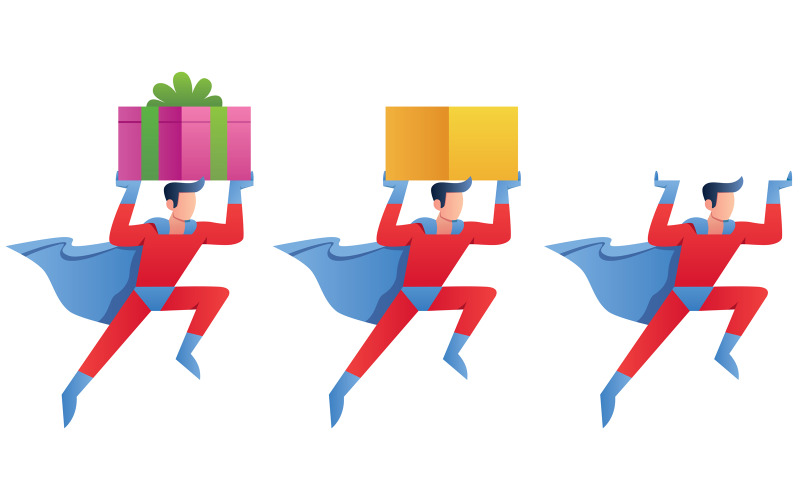 Download Иллюстрация "Superhero Bringing Something - Illustration" / Superhero Bringing Something - Illustration - Иллюстрация на тему графика bonus,present,something,surprise,holiday,gift,superhero,bringing,box,deliver,delivery,express,fast,order,shipping,shipment,service,cape,man,male