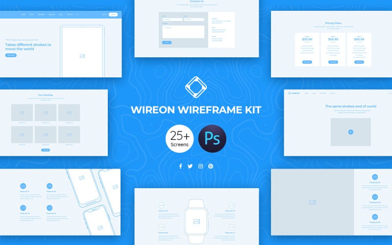 Wireon webes drótváz felhasználói felület elemei