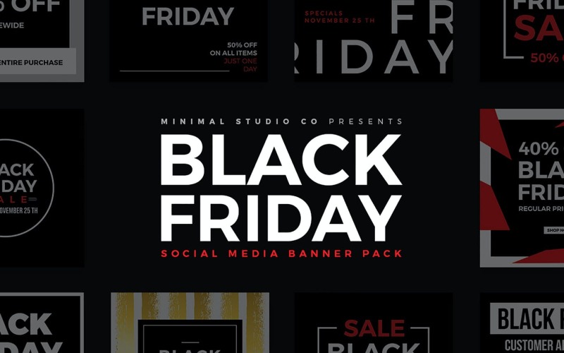 Download Шаблон для соцсетей "Black Friday Banners V1 Social Media Template" / Black Friday Banners V1 Social Media Template - Шаблон для соцсетей на тему графика instagram,facebook,social media,post,banner,template,story