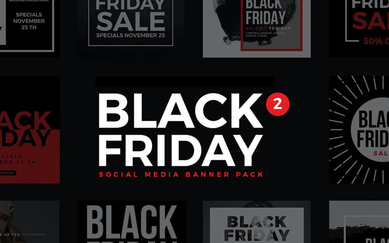 Download Шаблон для соцсетей "Black Friday Banners V2 Social Media Template" / Black Friday Banners V2 Social Media Template - Шаблон для соцсетей на тему графика instagram,facebook,social media,post,banner,template,story