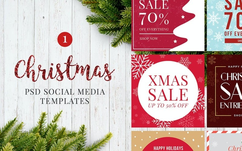 Download Шаблон для соцсетей "Christmas Posts V1 Social Media Template" / Christmas Posts V1 Social Media Template - Шаблон для соцсетей на тему графика social media,pinterest,instagram,facebook,post,story,template
