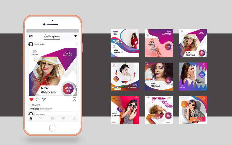 Download Шаблон для соцсетей "Colorful Instagram Promotional Banner Social Media Template" / Colorful Instagram Promotional Banner Social Media Template - Шаблон для соцсетей на тему графика instagram,banner,promotional banner,social media,instagram banner,colorful,fashion banner,fashion sale,product promotion,illustrator,creative,square banner,advertising,discount,offer,cloth