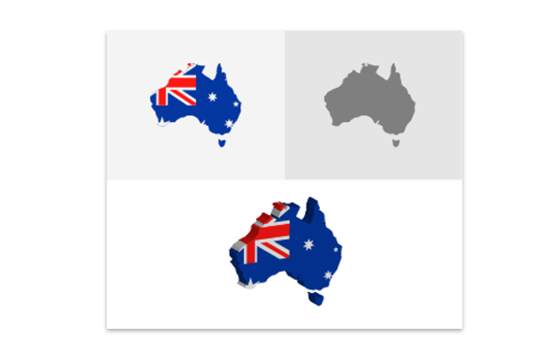3D a plochá mapa Austrálie - vektorový obrázek