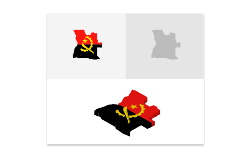 Download Vector "3D and Flat Angola map - Vector Image" / 3D and Flat Angola map - Vector Image - Vector на тему графика atlas,border,capitals,cartography,chart,company,countries,country,dotted map,education,geography,headquarters,infographic,infographic map,layered,map,ocean,pins,route,stripes