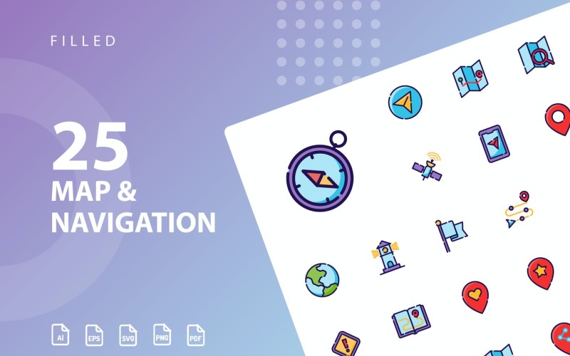 Download Набор иконок "Map &amp; Navigation Filled Icon Set" / Map &amp; Navigation Filled Icon Set - Набор иконок на тему maps icon,icon set,design,vector,vector set