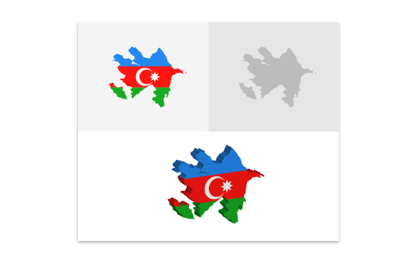 Mappa 3D e piatta dell'Azerbaigian - immagine vettoriale
