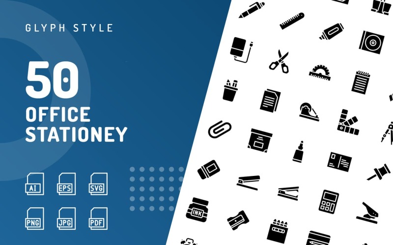 Download Набор иконок "Office Stationery Glyph Icon Set" / Office Stationery Glyph Icon Set - Набор иконок на тему business icon,icon set,design,vector,vector set