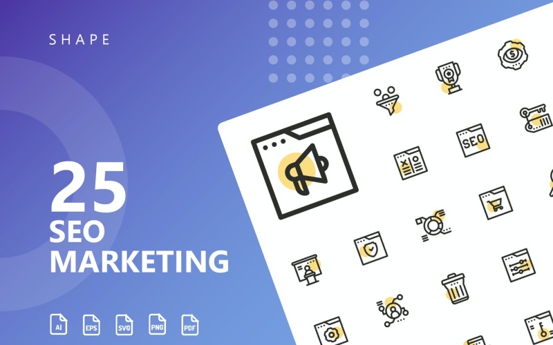 Seo marketing vorm pictogramserie