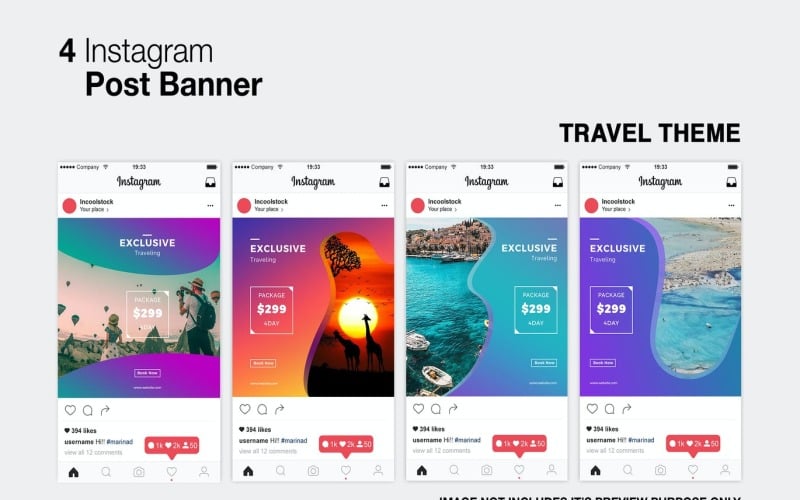 Download Шаблон для соцсетей "Travel Instagram Post Social Media Template" / Travel Instagram Post Social Media Template - Шаблон для соцсетей на тему графика instagram,facebook,social media,post,banner,template,story