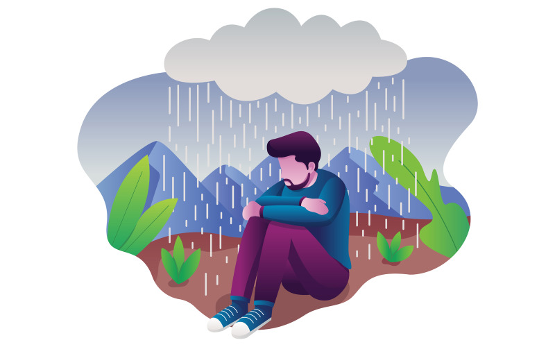 Download Иллюстрация "Woman in Depression - Illustration" / Woman in Depression - Illustration - Иллюстрация на тему графика depression,sadness,concept,sad,blue,frustration,emotion,mood,depressed,miserable,despair,worry,worried,grief,guilt,sullen,low,anxiety,disappointment