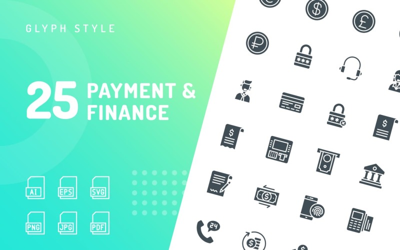 Betaling en financiën Glyph Icon Set