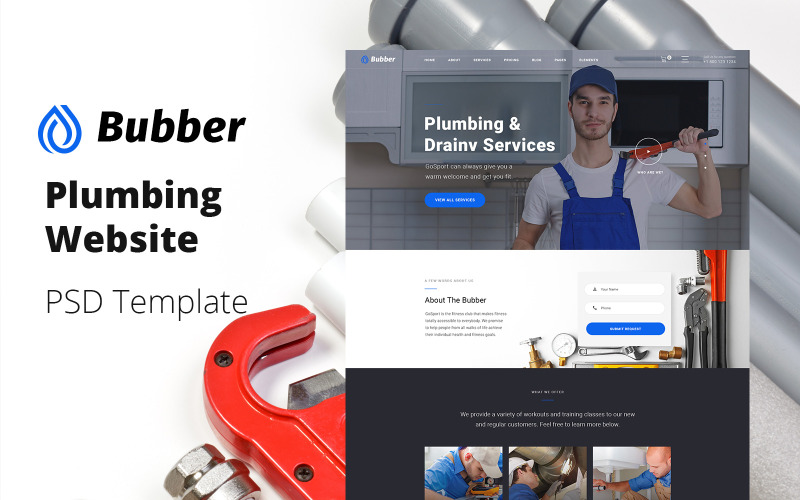 Bubber - Tesisat Web Sitesi PSD Şablonu