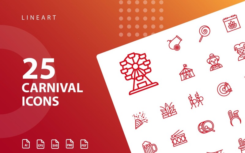 Conjunto de iconos de carnaval Lineart