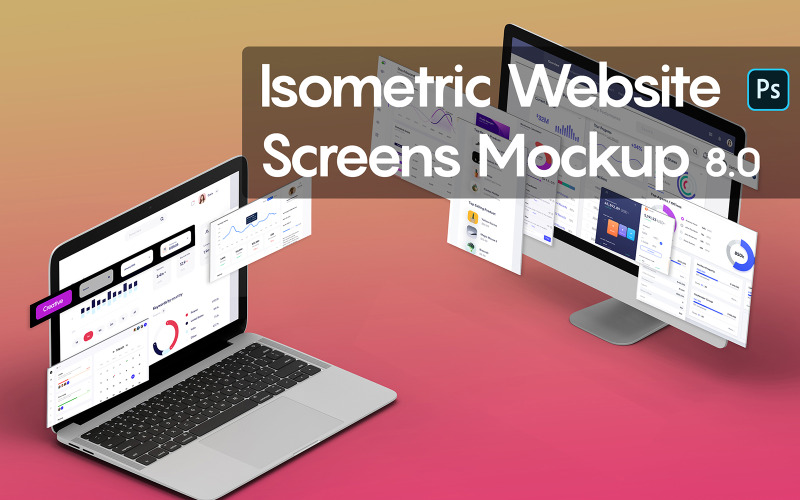 Isometrische Website Screens 8.0-productmodel