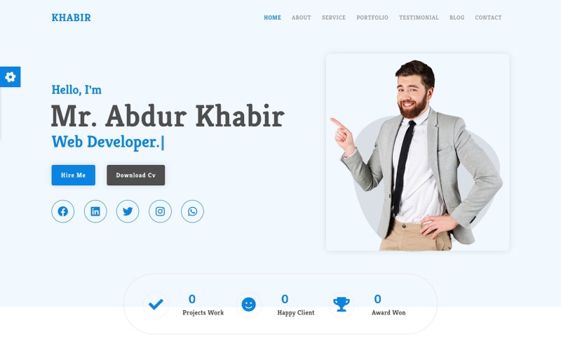 Khabir – Vorlage für eine Landingpage für ein kreatives Portfolio-Lebenslauf/CV.