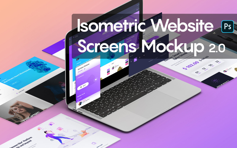 Maquete do produto Isometric Website Screens 2.0