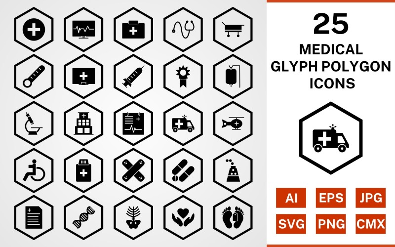 Download Набор иконок "25 Medical Glyph Polygon Icon Set" / 25 Medical Glyph Polygon Icon Set - Набор иконок на тему medical set,file,icon,icons,glyph,vector,sign,symbol,pictogram,polygon,medical,drip,xray,dna,report,toe tag,medicines,hospital,injection