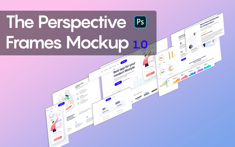 Download Мокап для продукта "Perspective Frames 1.0 product mockup" / Perspective Frames 1.0 product mockup - Мокап для продукта на тему графика perspective,frames,screens,devices,isometric,psd,template,mockup