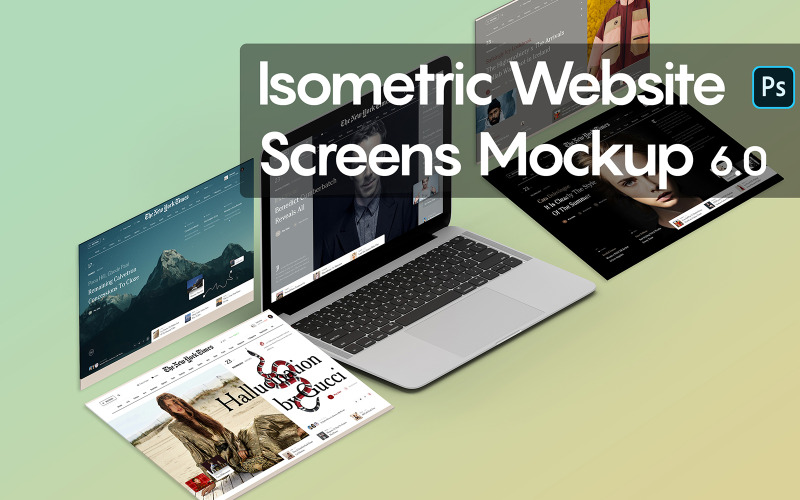 Schermate isometriche del sito Web 6.0 mockup del prodotto