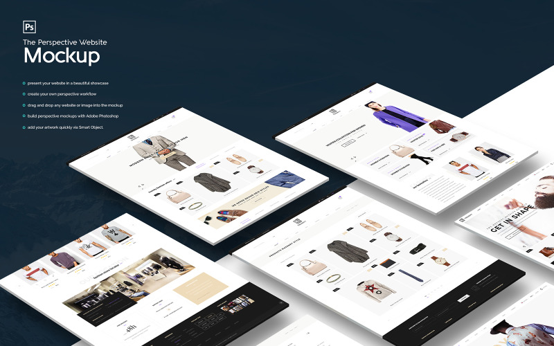 Download Мокап для продукта "The Perspective Website Presentation product mockup" / The Perspective Website Presentation product mockup - Мокап для продукта на тему графика isometric,website,mockup,perspective,landing page,website mockup,isometric mockup,perspective mockup