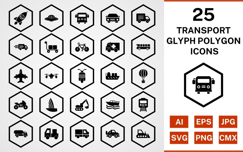 Download Набор иконок "25 Transport Glyph Polygon Icon Set" / 25 Transport Glyph Polygon Icon Set - Набор иконок на тему transport set,file,icon,icons,glyph,vector,sign,symbol,pictogram,polygon,transport,car,bus,boat,van,carrier,jeep,airplane,scooter