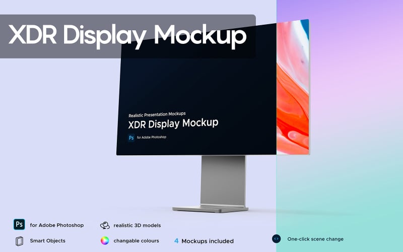 Download Мокап для продукта "XDR Diplay Presentation product mockup" / XDR Diplay Presentation product mockup - Мокап для продукта на тему графика xdr display,display mockup,screen,tv,imac,macbook,xdr screen,isometric,realistic