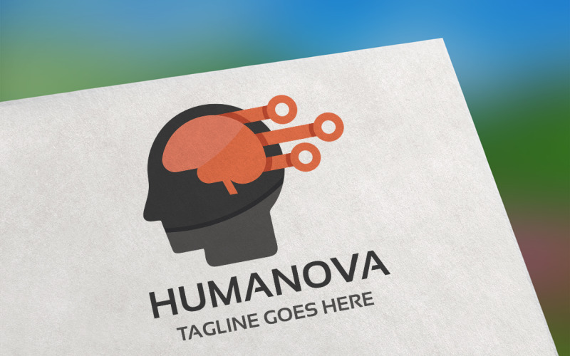 Download Шаблон логотипа "Humanova Logo Template" / Humanova Logo Template - Шаблон логотипа на тему графика agency,artist,brain,brand,branding,bright,designer,developer,digital,electro,electronic,firm,futuristic,group,head,human,identity,it,metric,modern