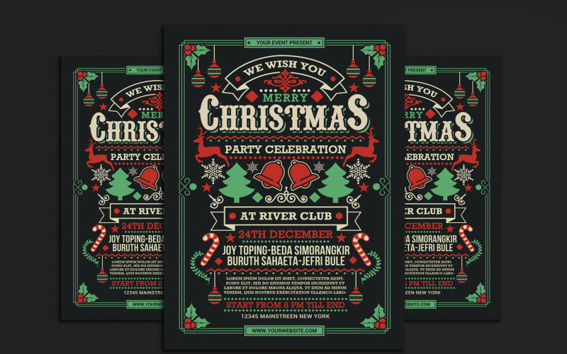Download Фирменный стиль "Christmas Party Celebration Flyer - Corporate Identity Template" / Christmas Party Celebration Flyer - Corporate Identity Template - Фирменный стиль на тему графика bash,celebration,celebrations,christmas,christmas 2020,christmas flyer,christmas night,christmas party,colorful,design,elegant,eve,glitter,glittering,glowing,gold,golden christmas,magical,mer